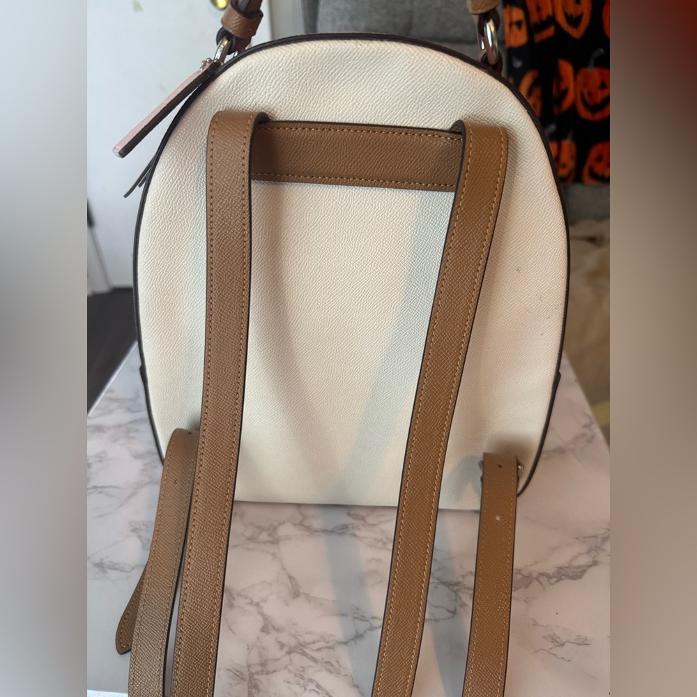 Coach cream, tan and pink back pack and matching wristlet wallet - Picture 2 of 6